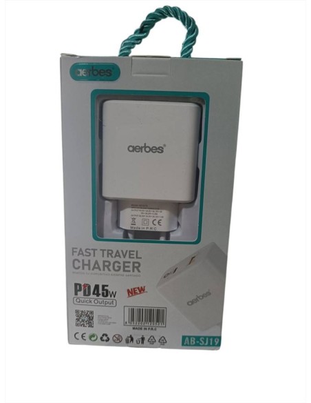 Caricabatterie da parete rapido Aerbes AB-SJ19 PD 45W + 18W  | Scintu