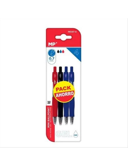 PENNA A SFERA GEL MINI BLISTER 4 PENNE BLU-NERO-ROSSO  | Scintu Bazar
