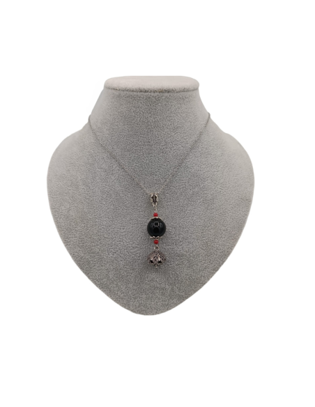 CATENINA ACCIAIO CM 50 CON CIONDOLO MEDIO IN ONICE NERO  - TALISMANI D