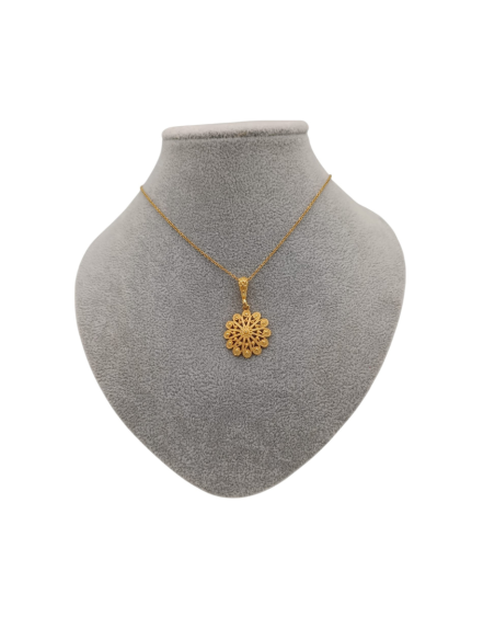CATENINA ACCIAIO CON CIONDOLO CORBULA FIORE DORATA MM 26 - TALISMANI D