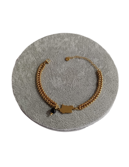 BRACCIALE 2 MAGLIA ACCIAO DORATO TUBOLARE CON  CENTRALE  - TALISMANI D