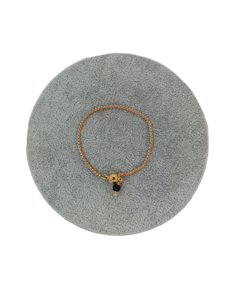 BRACCIALE MAGLIA ACCIAIO DORATA CON CIONDOLO PIETRA ONICE - TALISMANI