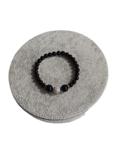 Bracciale in pietra onice nero mm 6 e centrale strass  | Scintu Bazar
