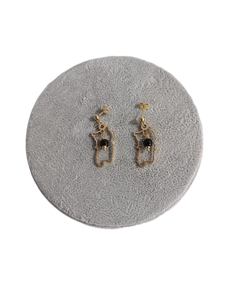 ORECCHINO PERNO ACCIAIO DORATO SARDEGNA PENDENTE CON PIETRA   - TALISM