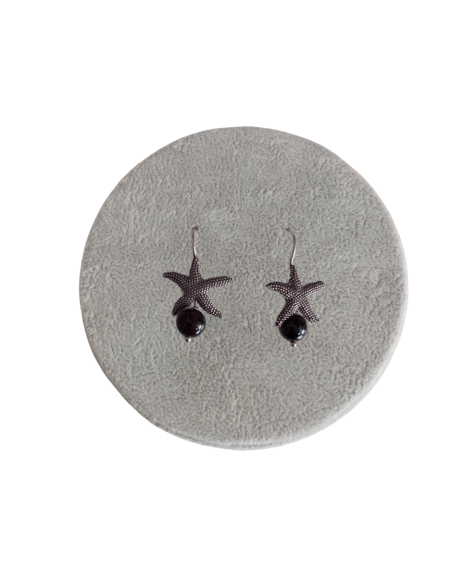 ORECCHINO METALLO ANTICATO PENDENTE STELLA MARINA CON PIETRA ONICE MM