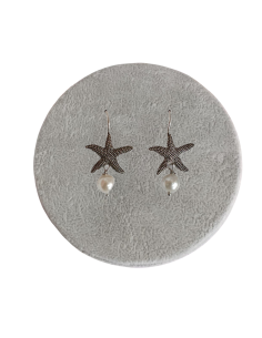 ORECCHINO METALLO ANTICATO PENDENTE STELLA MARINA CON PERLA MM6  - TAL