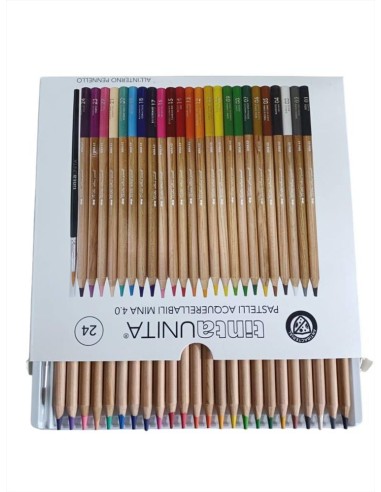PASTELLI TINTA UNITA ACQUARELLABILI 24  COLORI C-PENNELLO ART 49731 PO