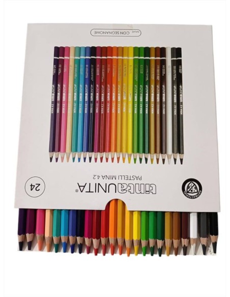 PASTELLI LEGNO  MINA 4.2MM TINTA UNITA SCATOLA 24 COLORI  ART 41459 PO