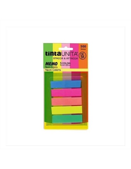 SEGNAPAGINA MEMO 5 COLORI FLUO REMOVIBILI MM. 12 X 45 TINTAUNITA  | Sc