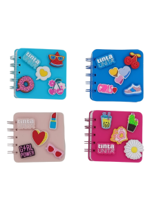 Mini blocchetto  spirale copertina silicone cm 8x8 con 5 pins TintaUNI