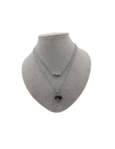 COLLANA 2 FILI ACCIAIO CON SFERE 3 PIETRE CHIUSURA  - TALISMANI DI SAR