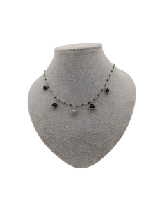 COLLARINO ACCIAIO E SFERETTE SMALTATE CON SFERA STRASS - TALISMANI DI