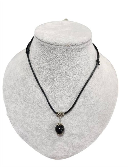 CORDONCINO GOMMA REGOLABILE CON PIETRA NERA MM 15  - TALISMANI DI SARD