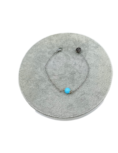 BRACCIALE ACCIAO CON  CENTRALE PIETRA TURCHESE E TERMINALE - TALISMANI