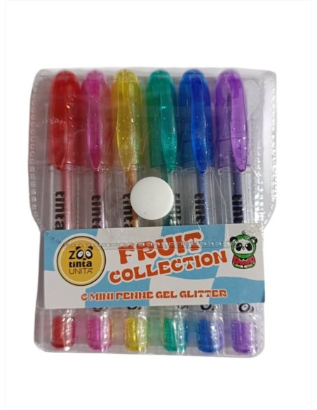 Set di 6 Mini penne gel  glitter TintaUnita Zoo astuccio con 6 penne a