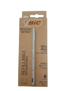 PENNA  SFERA BIC CRISTAL METALLO RICARICABILE + 2 REFILL 1 MM NERO  |