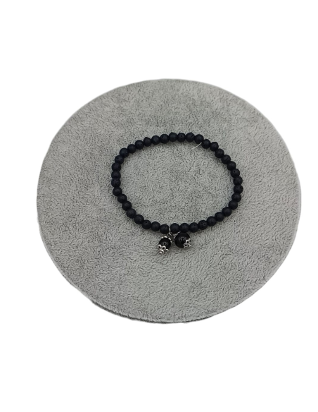 BRACCIALE PIETRE NERE ELASTICIZZATO CON CIONDOLI PIETRA ONICE - TALISM