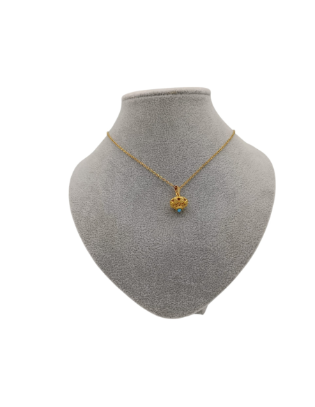 CATENINA ACCIAIO DORATO CON BOTTONE METALLO PICCOLO E PIETRA  - TALISM