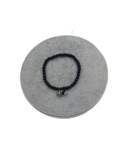 BRACCIALE PIETRE NERE ELASTICIZZATO CON CIONDOLO PIETRA ONICE - TALISM