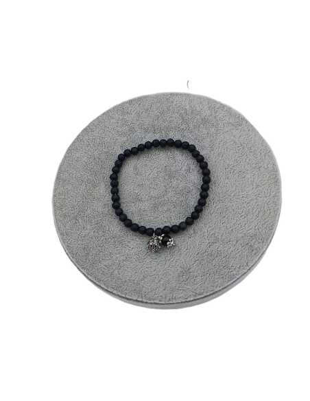 BRACCIALE PIETRE NERE ELASTICIZZATO CON CIONDOLO PIETRA ONICE - TALISM