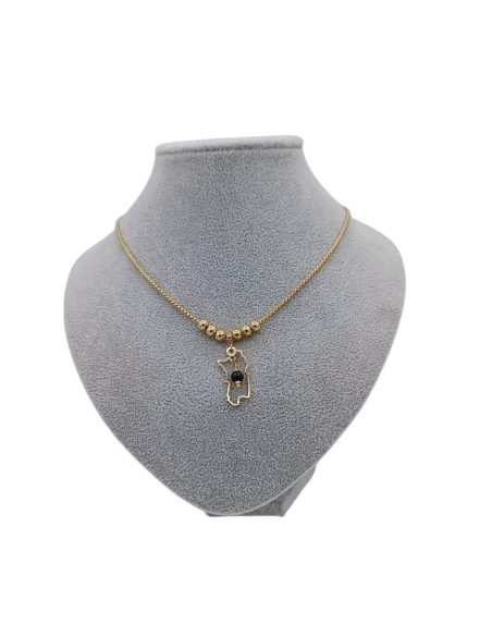 CATENINA ACCIAIO DORATO E 6 SFERE CON CIONDOLO PROFILO SARDEGNA - TALI