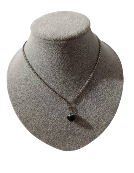 GIROCOLLO TENNIS IN ACCIAIO E CRISTALLI CON CIONDOLO ONICE - TALISMANI