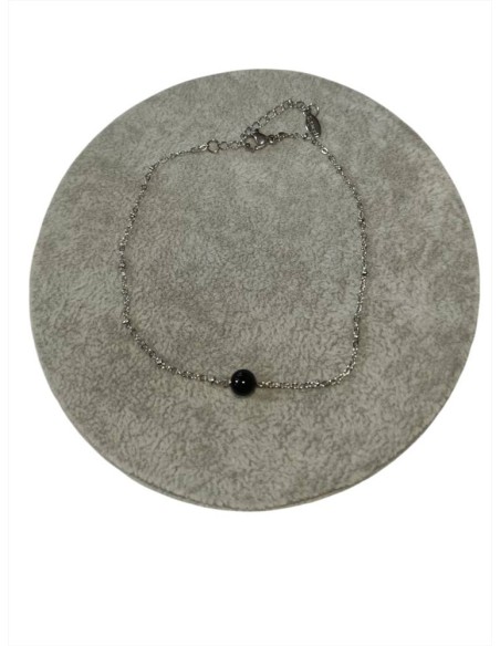 Cavigliera acciaio e sferette con pietra onice - Talismani di Sardegna