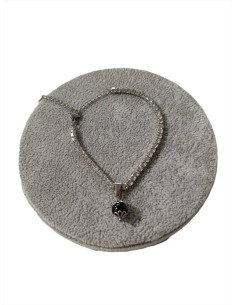 Bracciale tennis acciaio e cristalli con ciondolo pietra onice mm 8 - 