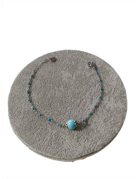 Bracciale catenina acciaio e sfere smaltate con centrale perle - Talis