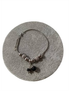 BRACCIALE MAGLIA TUBOLARE CON SFERE  ACCIAIO PALLINE STRASS - TALISMAN