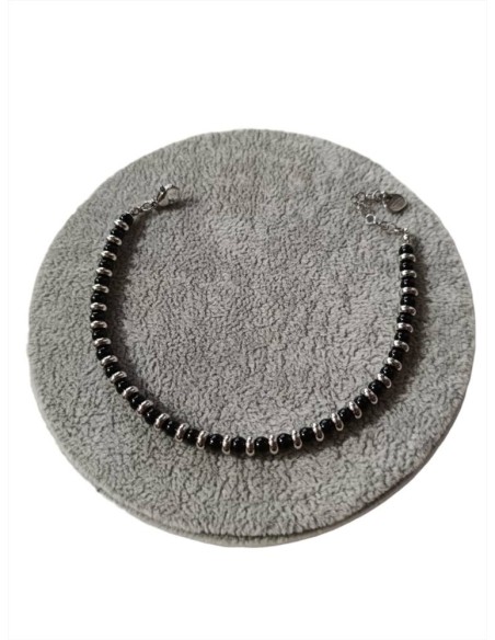Bracciale acciaio uomo con pietre onice e rondelle acciaio - Talismani