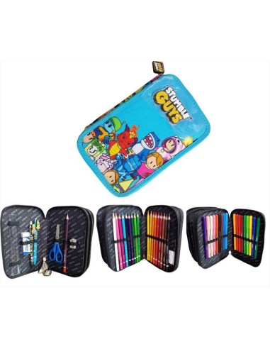 Astuccio 3 Zip “Stumble Guys” TintaUnita  art 62084 Azzurro  | Scintu