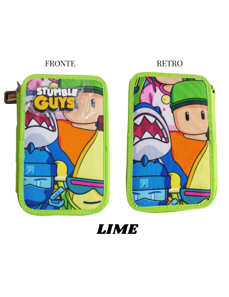 Astuccio 3 Zip “Stumble Guys” TintaUnita  art 62085 Lime  | Scintu Baz