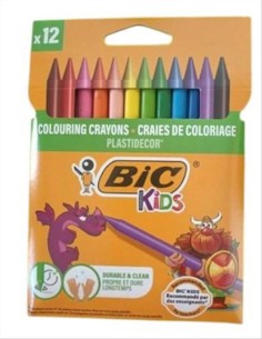 Pastelli a cera BIC Kids Plastidecor in conf. da 12 colori assortiti -