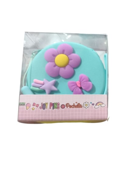 Pochette portamonete in silicone con Joy Pins 3D removibili art 81850