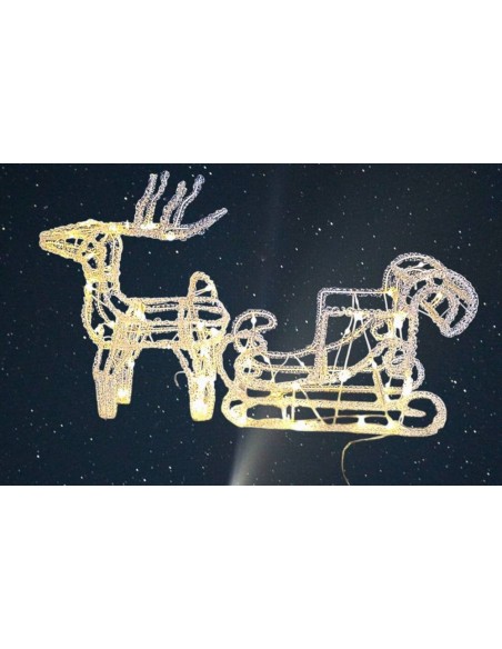 Slitta con renna cm 71x18x45 per uso esterno - bianco caldo  | Scintu