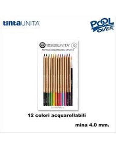 PASTELLI TINTA UNITA ACQUARELLABILI 12 COLORI C-PENNELLO ART 49730 POO