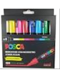 UNI POSCA MARCATORE 1.8-2.5MM 8PZ VARI COLORI  | Scintu Bazar 2