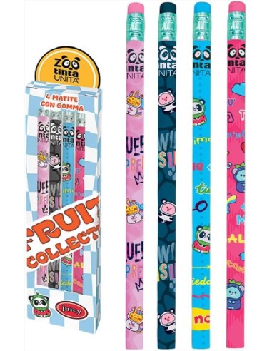 Matite con gomma Tinta Unita Zoo set 4 matite  | Scintu Bazar