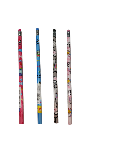 Matite con gomma Tinta Unita Zoo fusto assortito  | Scintu Bazar