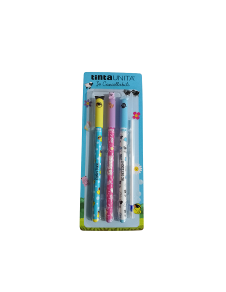 Penne Le Cancellabili Fashion pen tinta unita Spring ink blu blister 3