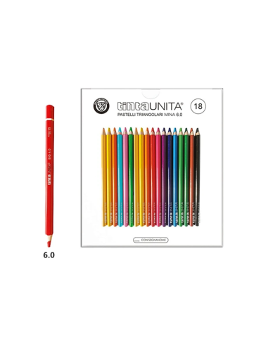 PASTELLI TRIANGOLARI BIG 6.0 TINTA UNITA 18 COLORI ART 60010 POOL OVER