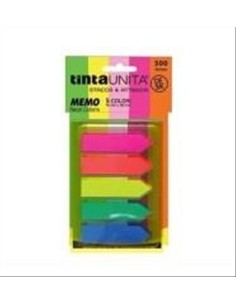 SEGNAPAGINA MEMO 5 COLORI FLUO REMOVIBILI FRECCIA MM. 12 X 44 TINTAUNI