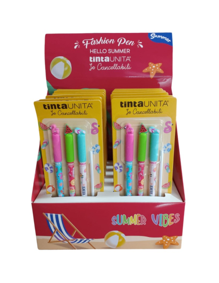 Penne Fashion Pen Le Cancellabili Hello Summer Beach blister 3 penne i