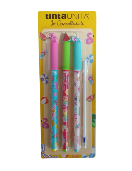 Penne Fashion Pen Le Cancellabili Hello Summer Beach blister 3 penne i