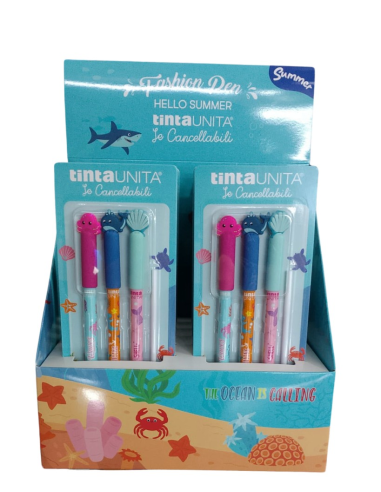 Penne Fashion Pen Le Cancellabili Hallo Summer Sea blister 3 penne ink