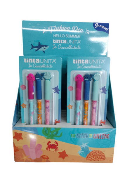 Penne Fashion Pen Le Cancellabili Hallo Summer Sea blister 3 penne ink