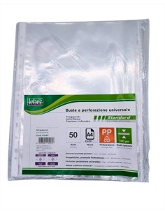 BUSTA FORATURA UNIV. A4 100 MICRON BUCCIA BL.50 PZ ART 81143  LEBEZ  |