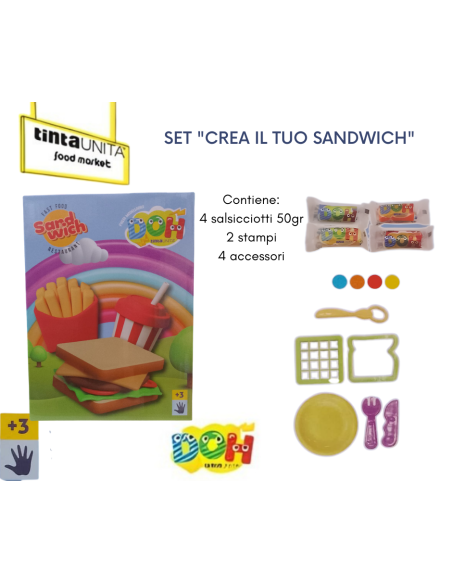 Set Pasta Modellabile Doh Tinta Unita Sandwich  | Scintu Bazar