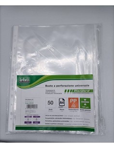 BUSTA FORATURA UNIV. A4 100 MICRON BUCCIA BL.50 PZ ART 81143  LEBEZ  |